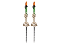 2 Pcs Estacas de Vela Luminosa de Halloween com Mão de Fantasma Caveira Luz Quente Plástico 120mah S/MARCA