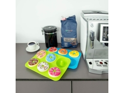 2 Unidades de Molde de Silicone Antiaderente para 6 Rosquinhas de Tamanho Normal Fácil de Limpar e Lavável no Micro-Ondas