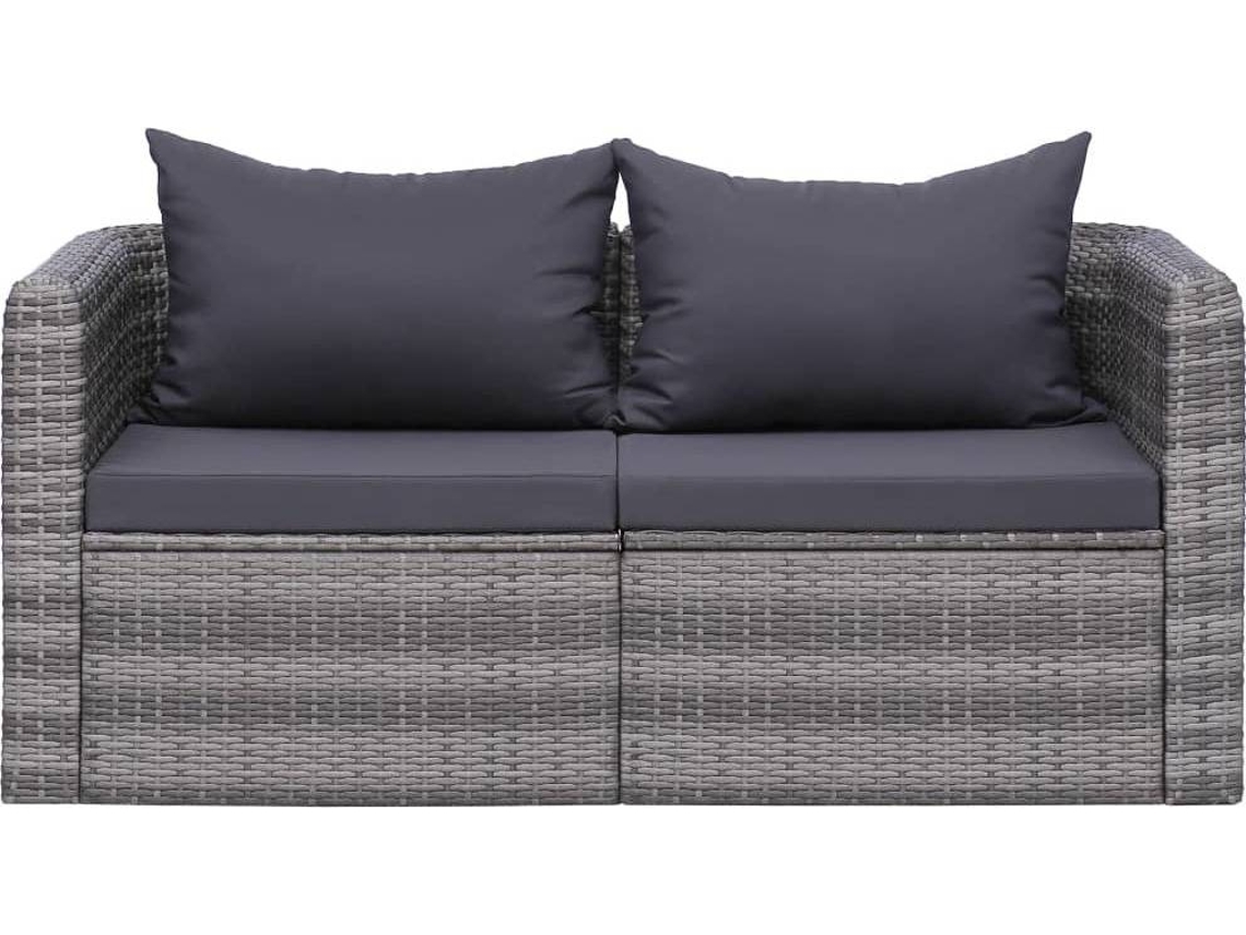 vidaXL Sofás de canto para jardim 2 pcs vime PE cinzento Worten.pt