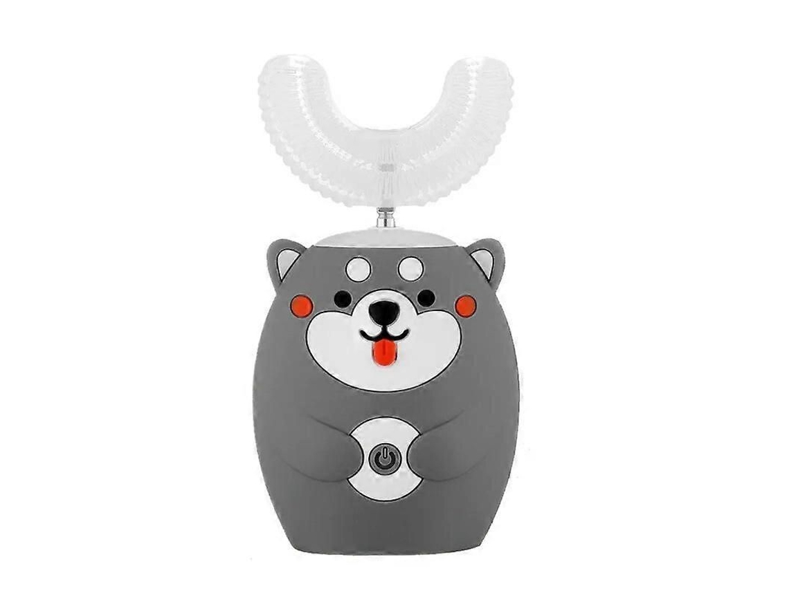 Escova de Dentes Elétrica Sônica Infantil Automática em Formato U com Ponta Silicone e Design Desenho Animado Dentes. GOKOCO