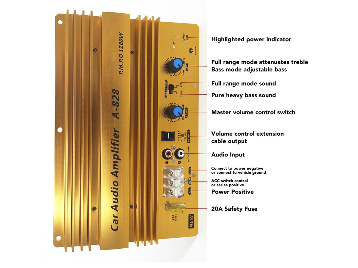 Aetheria placa de Amplificador de Carro de Alta Potência 12v 1280w para Subwoofer 8 12 Polegadas