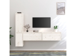 Vidaxl Móveis De Tv 4 Pcs Madeira De Pinho Maciça Branco