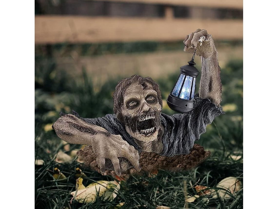Estátua De Zumbi De Halloween Com Lanterna Led Estátua Assustadora De Zumbi Slowmoose