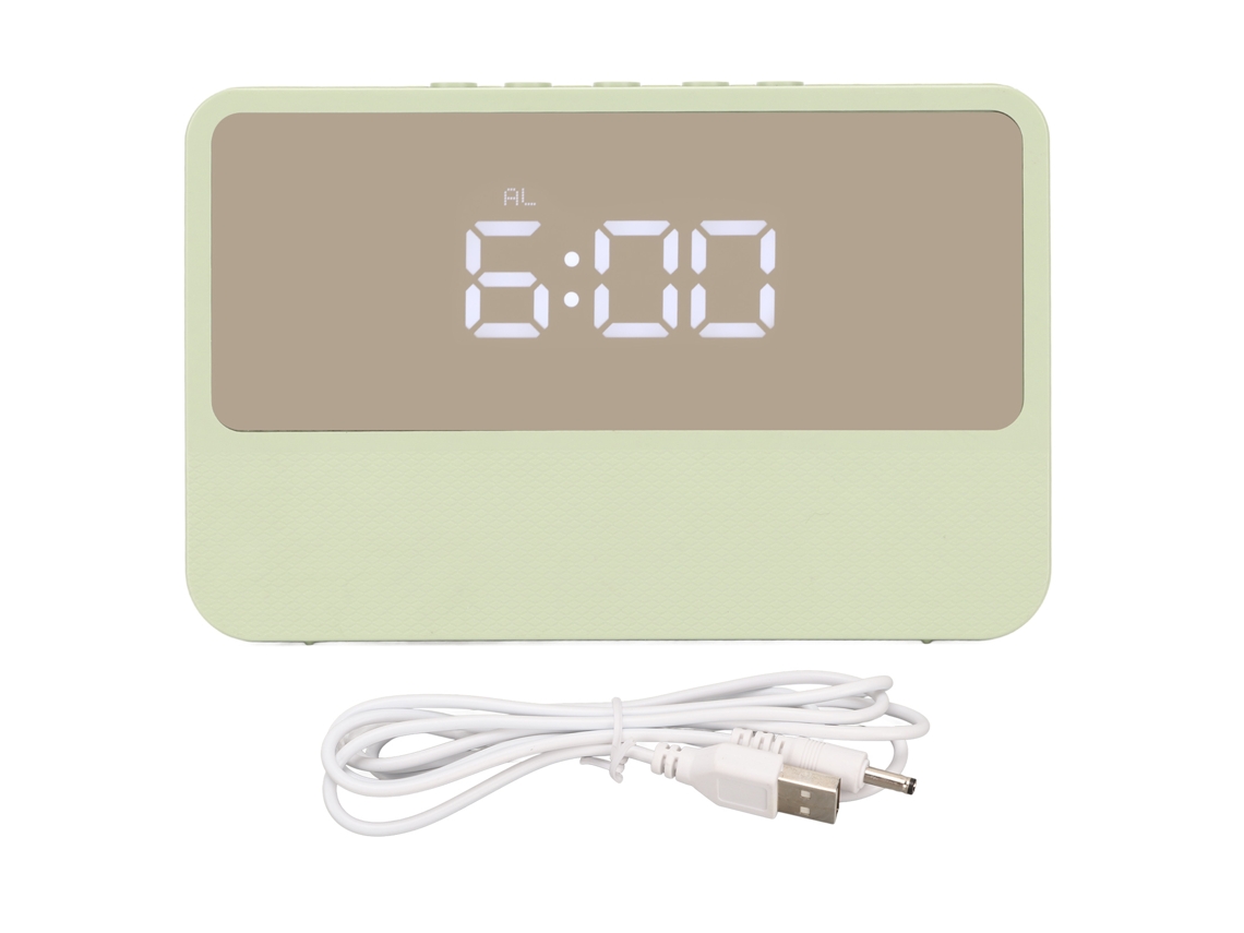 Despertador Digital Com Espelho, Dois Modos De Alimentação, Led Silencioso, Modo Noturno, Para Casa, Cor Verde.