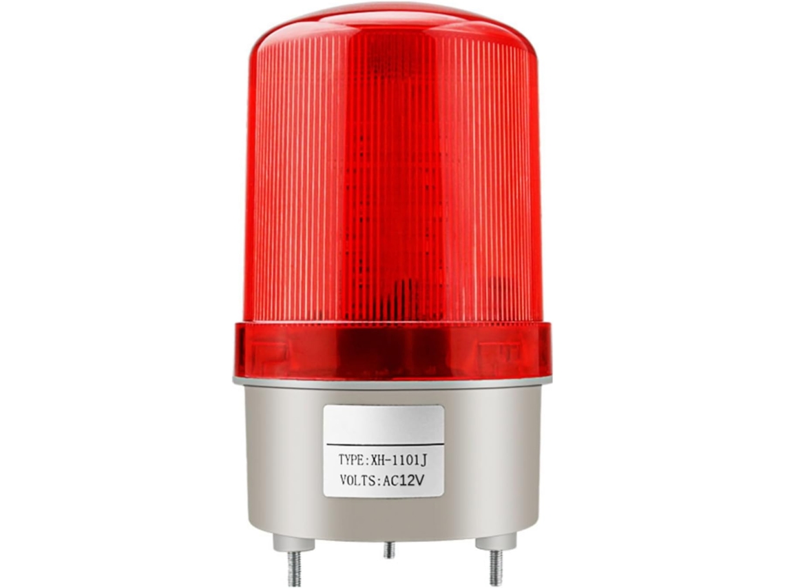 Sinal Rotativo Vermelho Intermitente Compatível Com 220v, 12v E 24v, In Prova D'água E Poeira