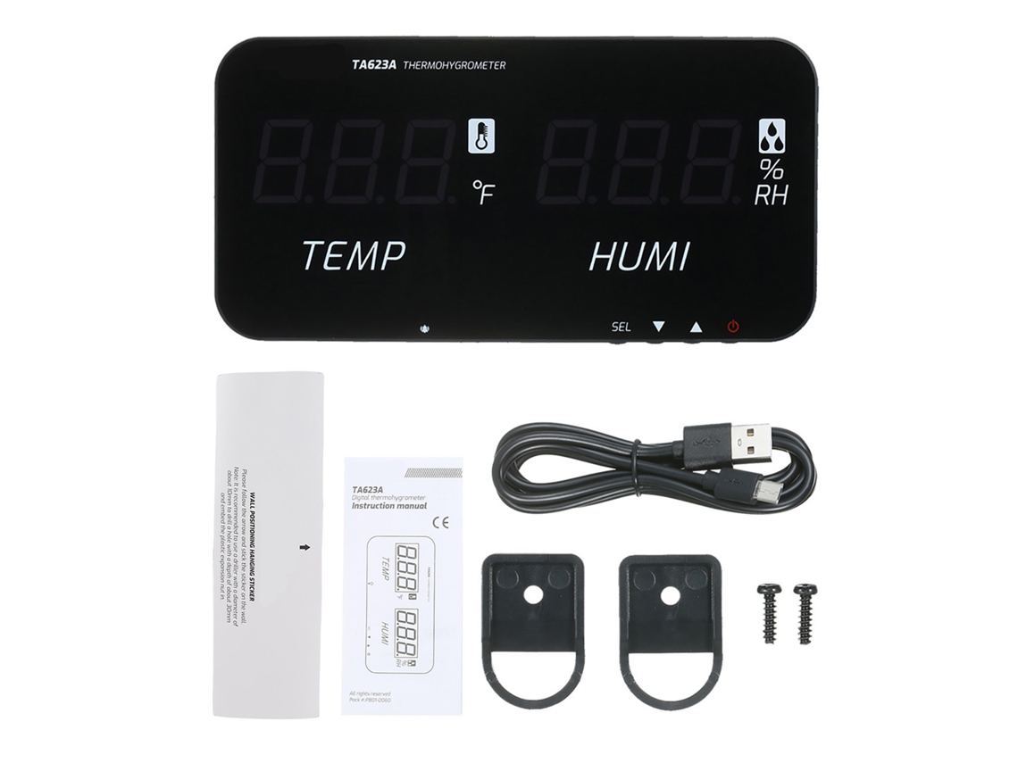 Medidor Inteligente de Temperatura e Umidade Tasi com Tela Led Digital Parede Industrial Agricultura Residencial