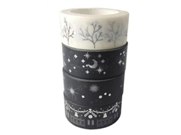 2026rebe cintas Decorativas de Natal Linjou, Conjunto de 4, Cor Prata, 5m Cada Uma, 1,5cm de Largura, Papel Washi