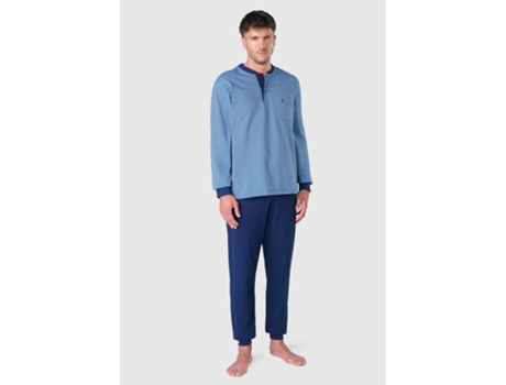 Pijama de inverno premium masculino The Night Owl com carcela de malha de algodão