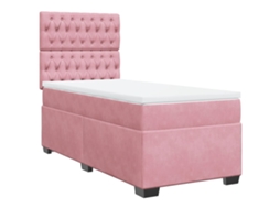 Cama com Molas/colchão 90x200 Cm Veludo Rosa MAISON EXCLUSIVE