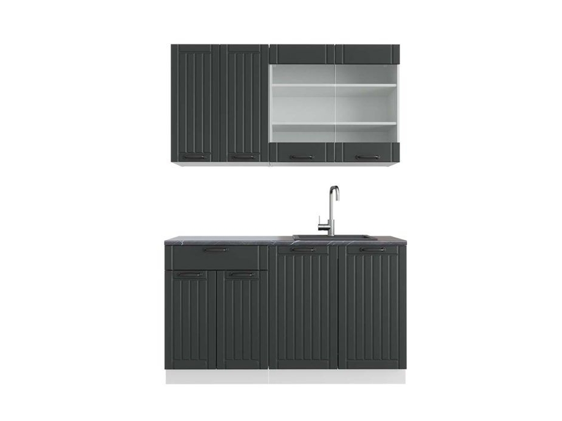 Cozinha Fame-Line, 140 cm, PT Antracite, Casa de campo antracite/branco, Vicco