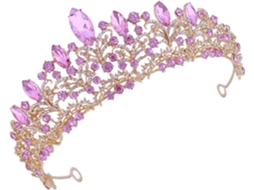Tiara De Noiva Barroca Nuobesty Em Liga De Zinco E Strass Dourado-roxo, Tiara Delicada Para