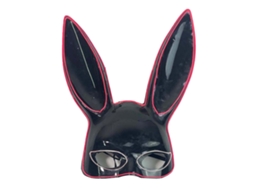 Máscara De Coelho Brilhante Meia Face Com Luzes Rosa E Branca Para Festa De Halloween Acessório Preto