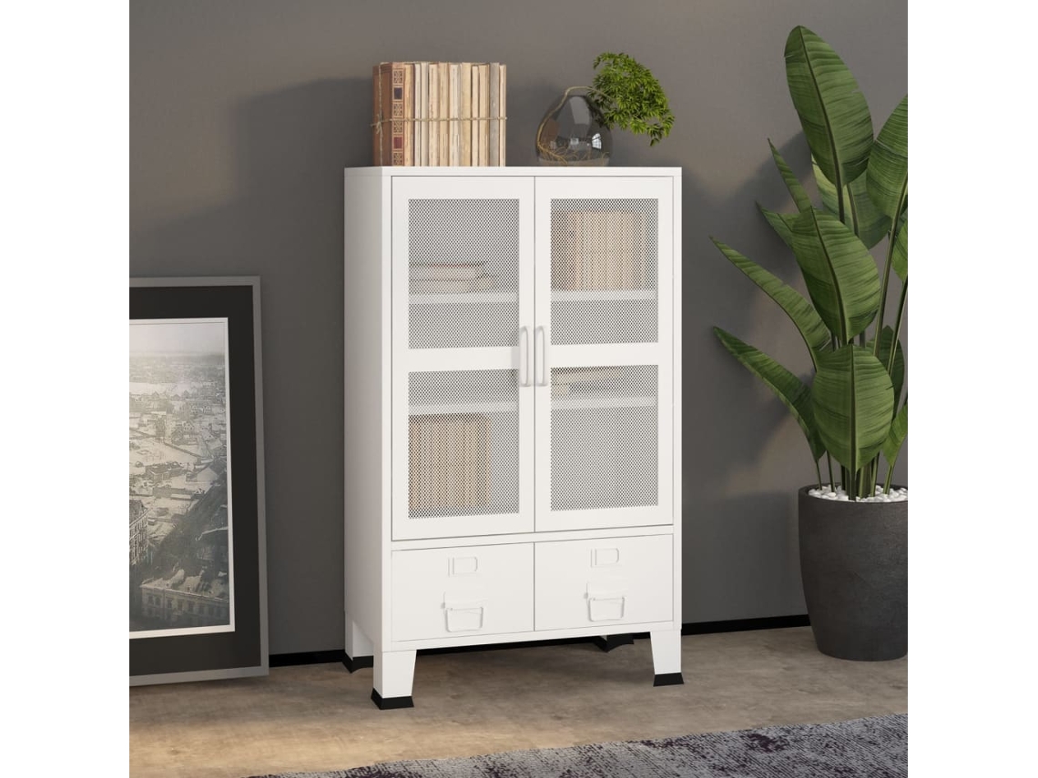 Vidaxl Aparador De Arrumação Industrial 70x40x115 Cm Metal Branco