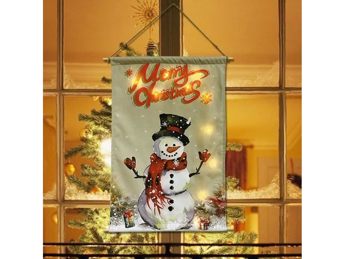 1 Bandeira Decorativo de Natal com Boneco Neve e Luzes Led Decoração de Parede para Jardim Paisagem Natalícia, Baixo Consumo, Moderno... STELASPLEN