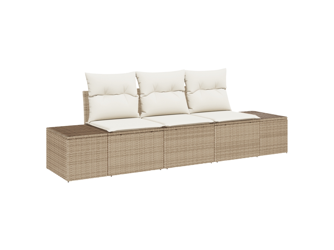 Conjunto 3 Sofá De Jardim Vidaxl Bege Vime Pe (239 X 62 X 69 Cm)