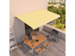 Vidaxl Toldo Retrátil Automático 500x300 Cm Amarelo E Branco