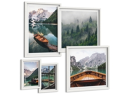 Galeria De Pinturas Murais Ruas, Casas, Plantas, Vasos Moldura Branca Pinturas De Quarto Espelharte (conjunto De 5 Imagens)