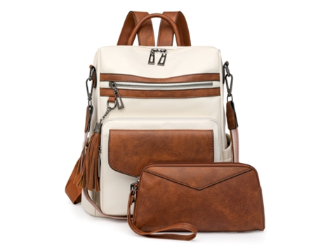 Bolsa De Ombro De Senhora Para Viagem, Em Pele Pu Branco Castanho Hexinyigjly