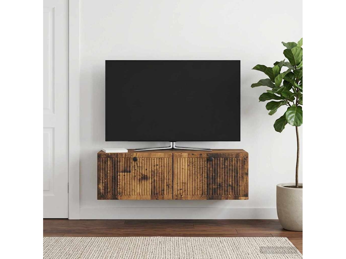 Vidaxl Gabinete De Tv De Parede Madeira Antiga 98 X 31 X 30 Cm