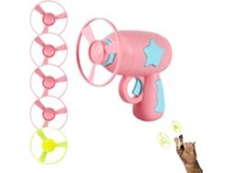 Lançador Disco Gato – Brinquedo Interativo Gato – Jogo Apanhar E Perseguir – Com 5 Discos Coloridos – Rosa