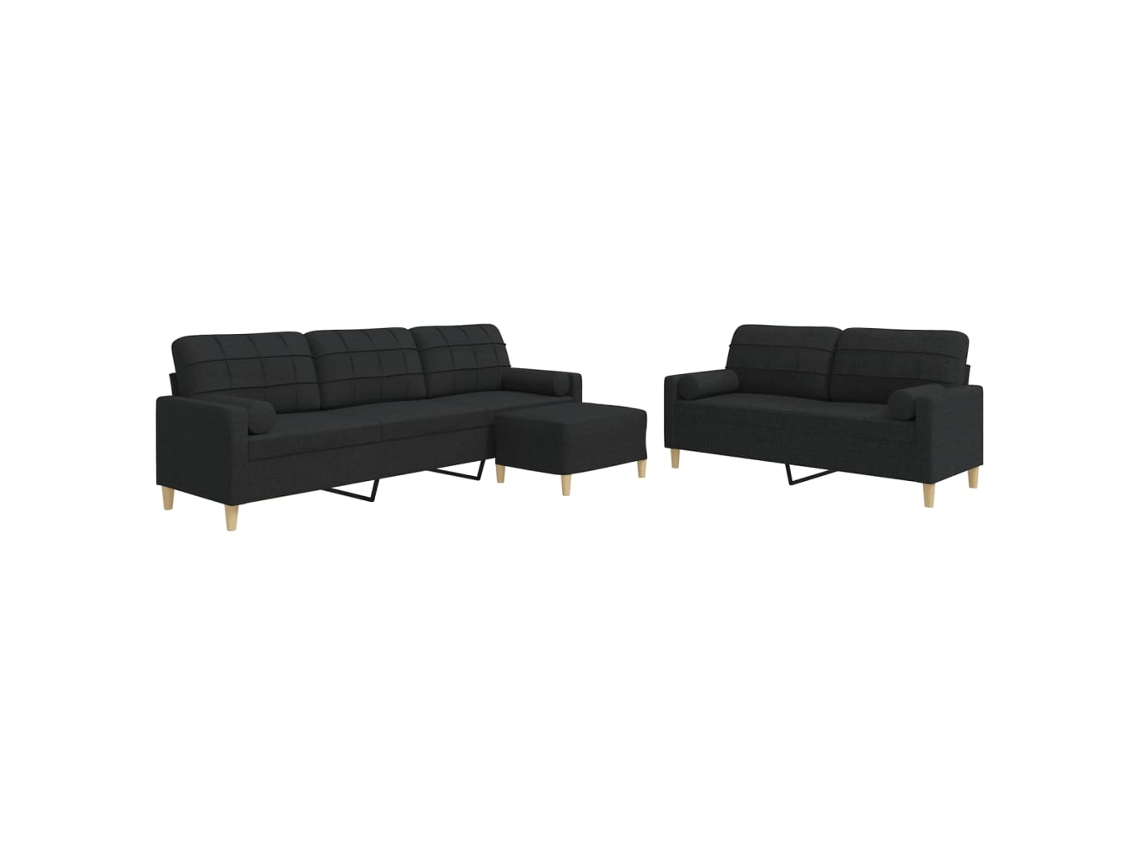 Sofa Set, Sofa Sets Vidaxl Preto Tecido (n/a)