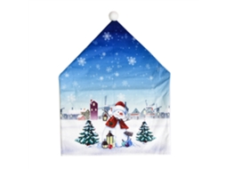 Capa de Cadeira Christmas LAXISCREED com Padrão de Boneco de Neve, Pai Natal e Alce