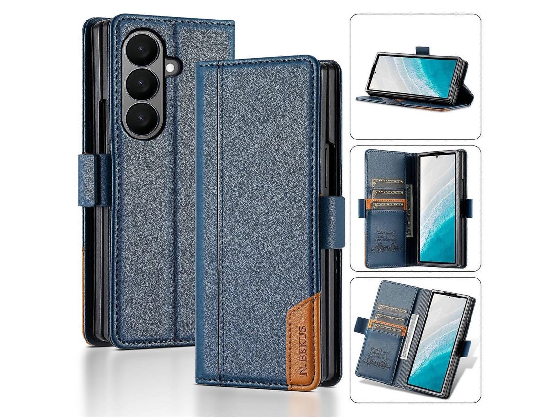 Capa De Celular N.bekus P3 Rfid Com Costura Magnética E Aba Flip Em Couro Para Samsung Galaxy Z Fold7 5g