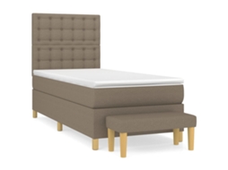 Cama com Molas e Colchão Tecido Castanho Acinzentado MAISON EXCLUSIVE (90x200 cm)