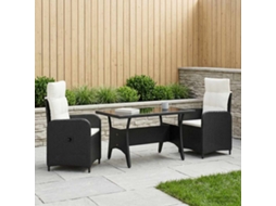 Vidaxl Conjunto De Jantar Para Exterior 3 Unid. Preto E Branco Creme