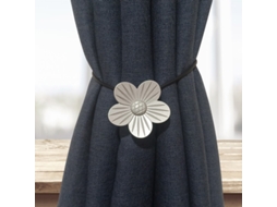 Conjunto De 2 Ganchos Magnéticos Retrô Prateados Para Cortinas, Em Formato Damasqueiro Japonês, Feitos Resina Rígida Com Magnetism Aquaforge