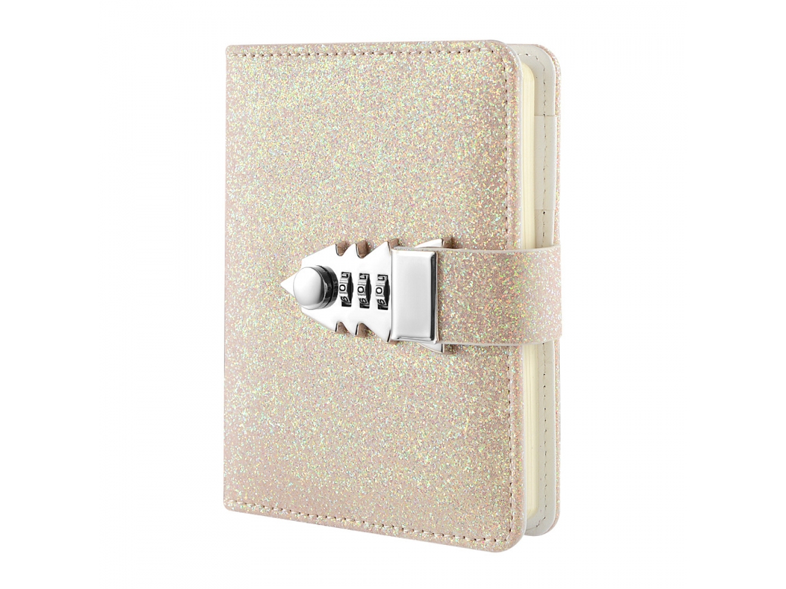 Diário Com Glitter E Cadeado, Diário Secreto Com Cadeado, 200 Páginas Brilvibera