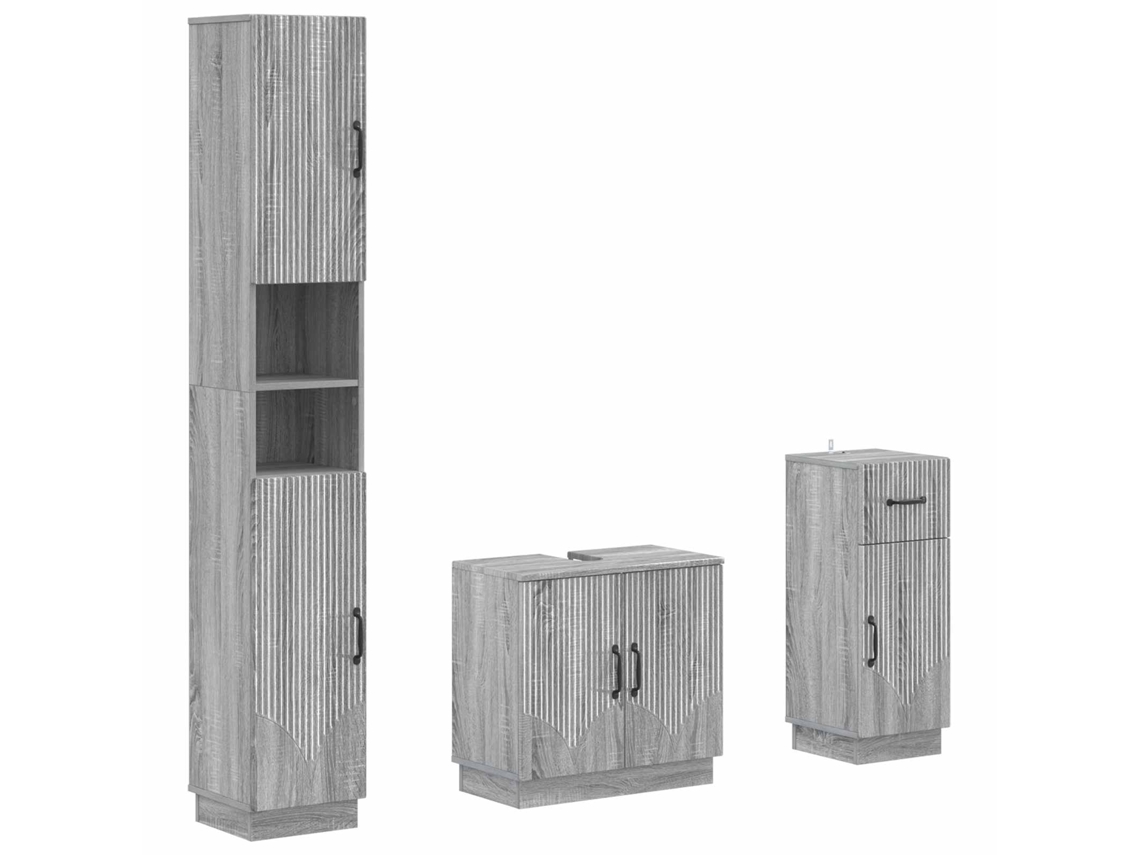 Vidaxl Conjunto De Armários Para Banheiro Com 3 Peças Hoorn