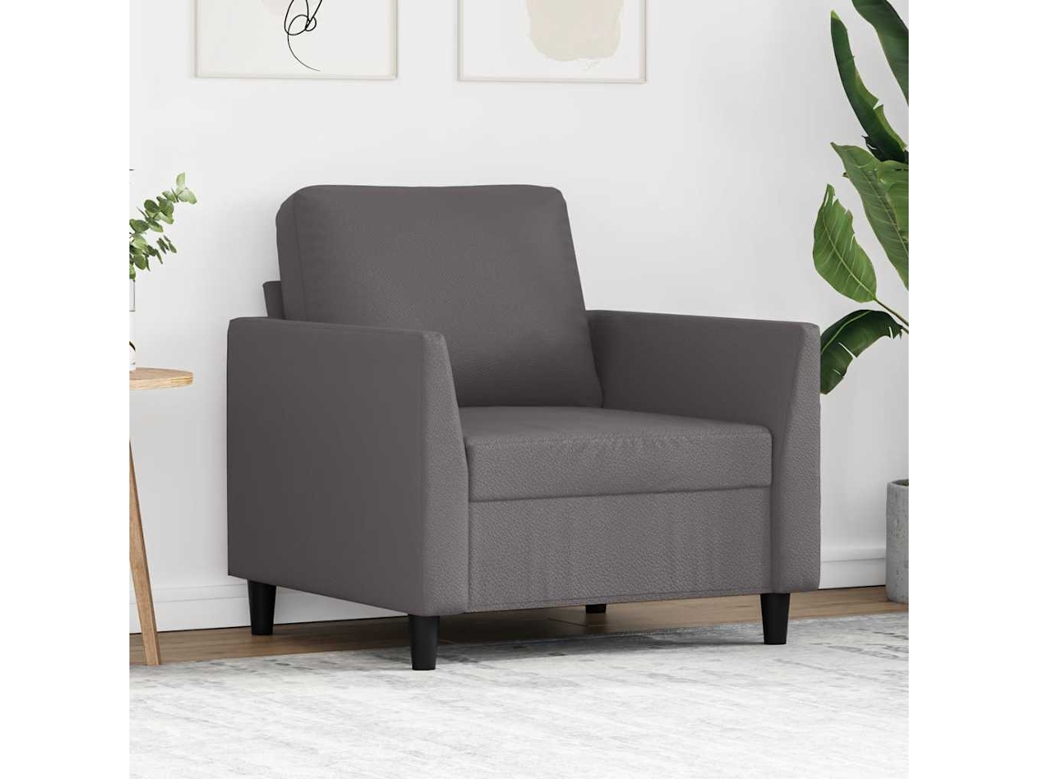 Vidaxl Poltrona 60 Cm Couro Artificial Cinzento
