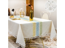 Toalha De Mesa Quadrada 140x140 Verde Amarela Toalha De Mesa Impermeável Algodão Linho Elegante Toalha De Mesa Borla Para Decoração De Mesa De Jantar