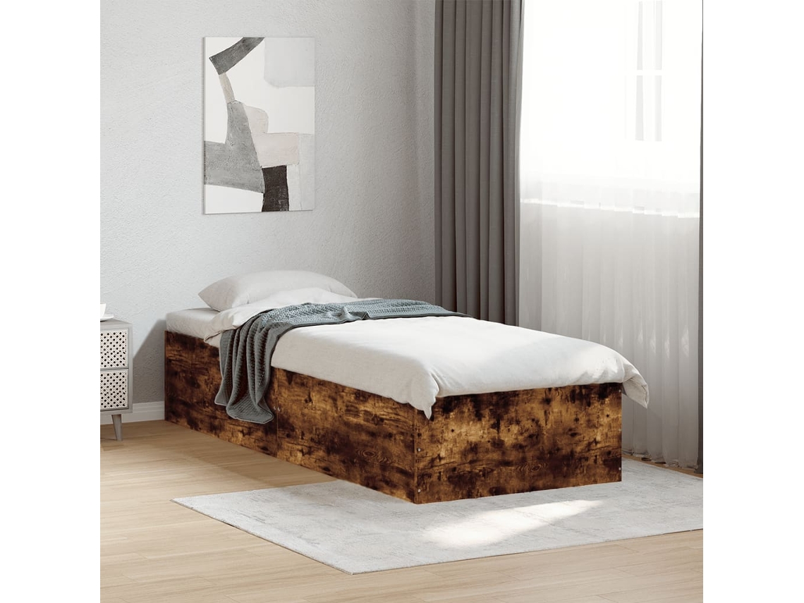 Vidaxl Estrutura Cama 90x190 Cm Derivados de Madeira Carvalho Fumado