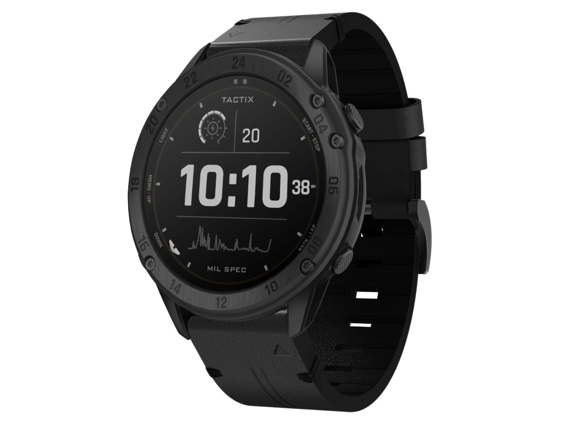 Bracelete de Smartwatch para Garmin Tactix Delta 26mm com fivela de aço de couro (preta)