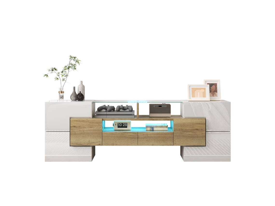 Armário Tv Branco 145cm, Led, Vidro.-ol