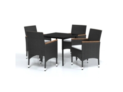 Maison Exclusive - 5 Pcs Conjunto De Jantar P/ Jardim C/ Almofadões Preto
