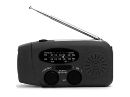 Rádio Am/fm Portátil com Manivela e Energia Solar, Emergência com Lanterna Led e Previsão do Tempo AQUAFORGE