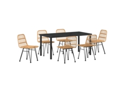 Maison Exclusive - Conjunto De Jantar Para Jardim 7 Pcs Castanho