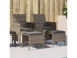 Sofá De Jardim 2 Lugares Com Mesa E Bancos Vime Pe Cinza Dkd Home Decor