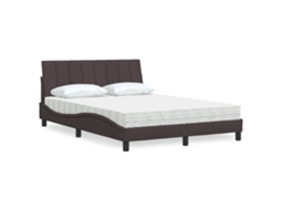 Vidaxl Cama Com Colchão Hanko 140x200 Cm Tecido Castanho-escuro