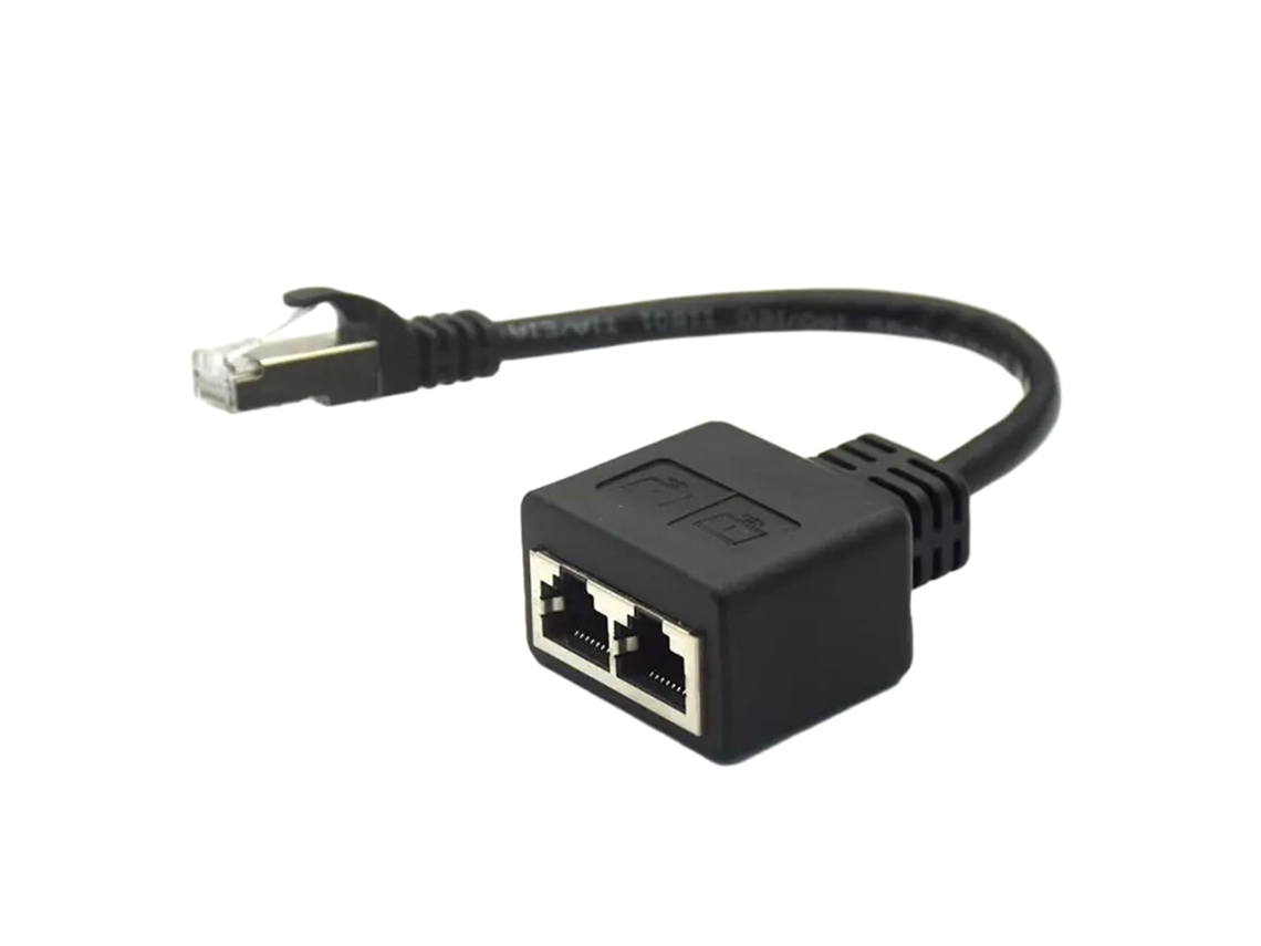 Cabo Rj45 Para 2 Conectores Fêmea Lan Ethernet Extensor De Rede Tomada