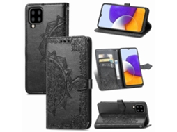 Capa De Couro Com Aba Horizontal, Padrão Mandala Em Relevo, Para Samsung Galaxy A22 4g, Com Suporte, Compartimentos Para Cartões, Carteira E Cordão.