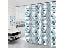 Cortina De Chuveiro Azul 180x180,padrão Geométrico Antimofo,tecido De Poliéster 3d Impermeável,cortinas Com Ganchos.