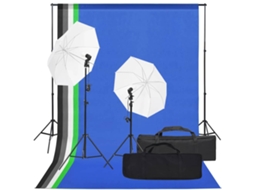 Vidaxl Kit De Estúdio Fotográfico Com Conjunto De Iluminação E Fundo