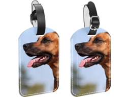 Conjunto De 2 Etiquetas Bagagem Em Couro Sintético Proteção Privacidade Rhodesian Ridgeback