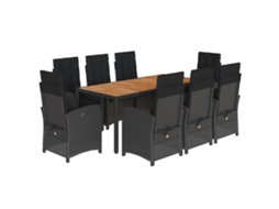 Garden Dining Set, Garden Dining Sets Vidaxl Preto Rattan / Vime (mesa Com 190 Cm De Comprimento)
