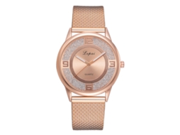 Relógio de Pulso Feminino de Quartzo com Pulseira de Silicone Estilo Moderno (ouro Rosa)