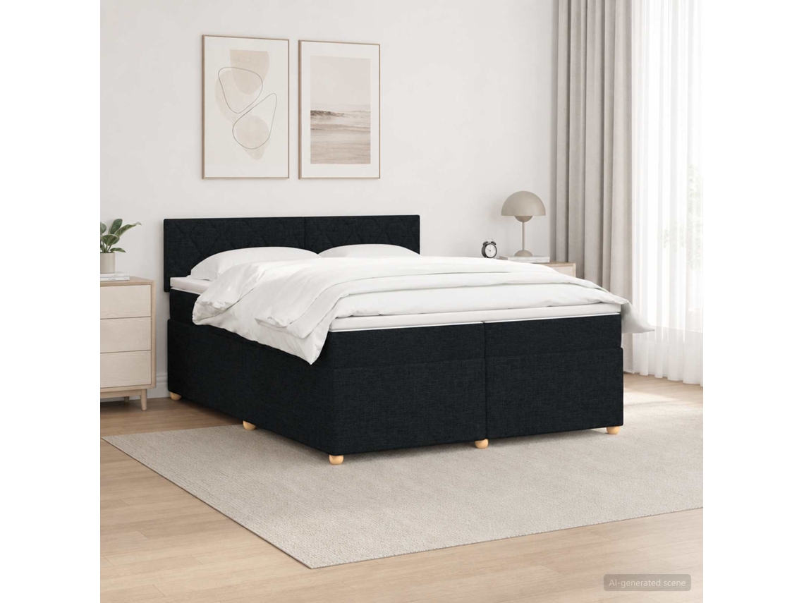 Vidaxl Cama Box Spring Com Colchão Preto 200 X 200 Cm Tecido